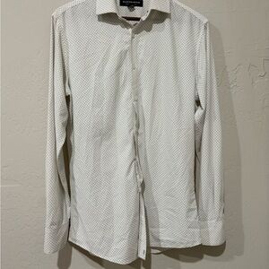 Mizzen and main lightweight leeward White Dress Shirt size small polka dot